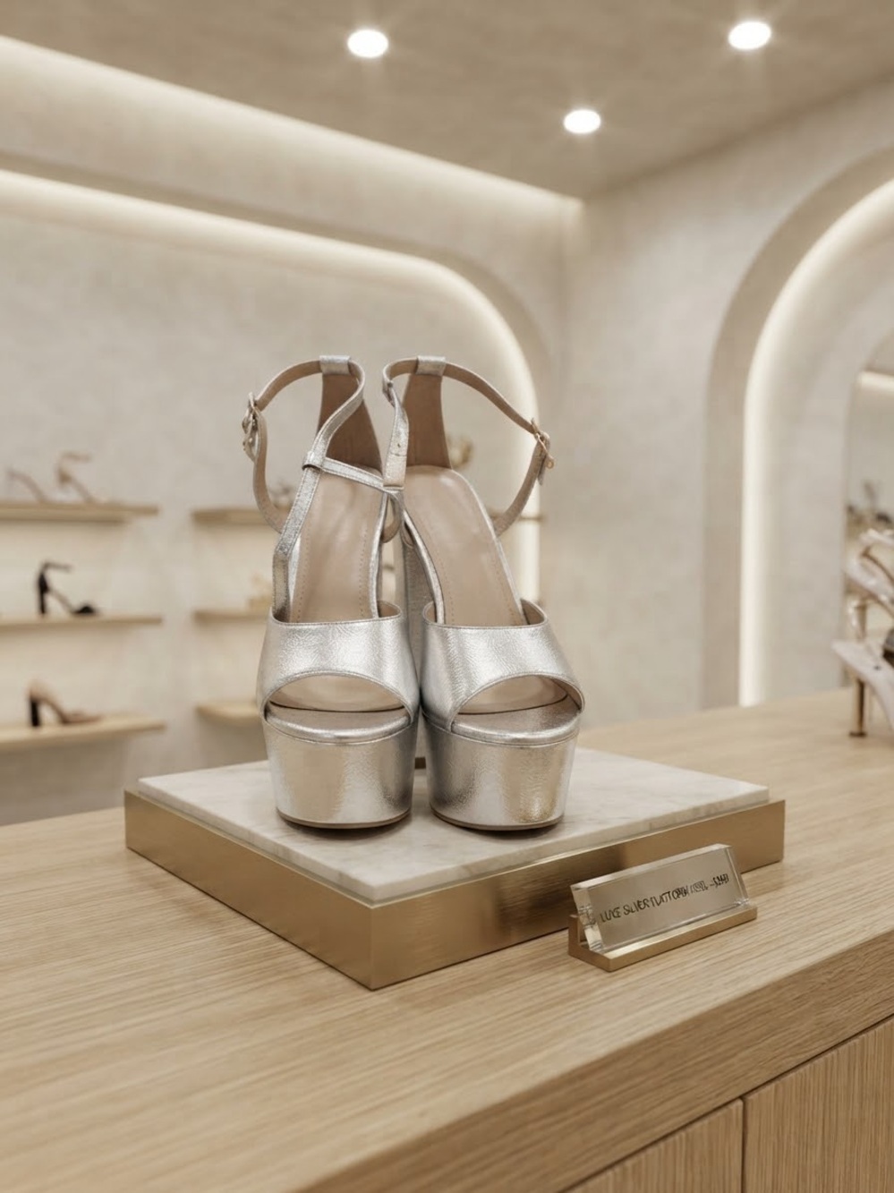 Metallic Silver Platform Ankle-Strap Sandals - Women